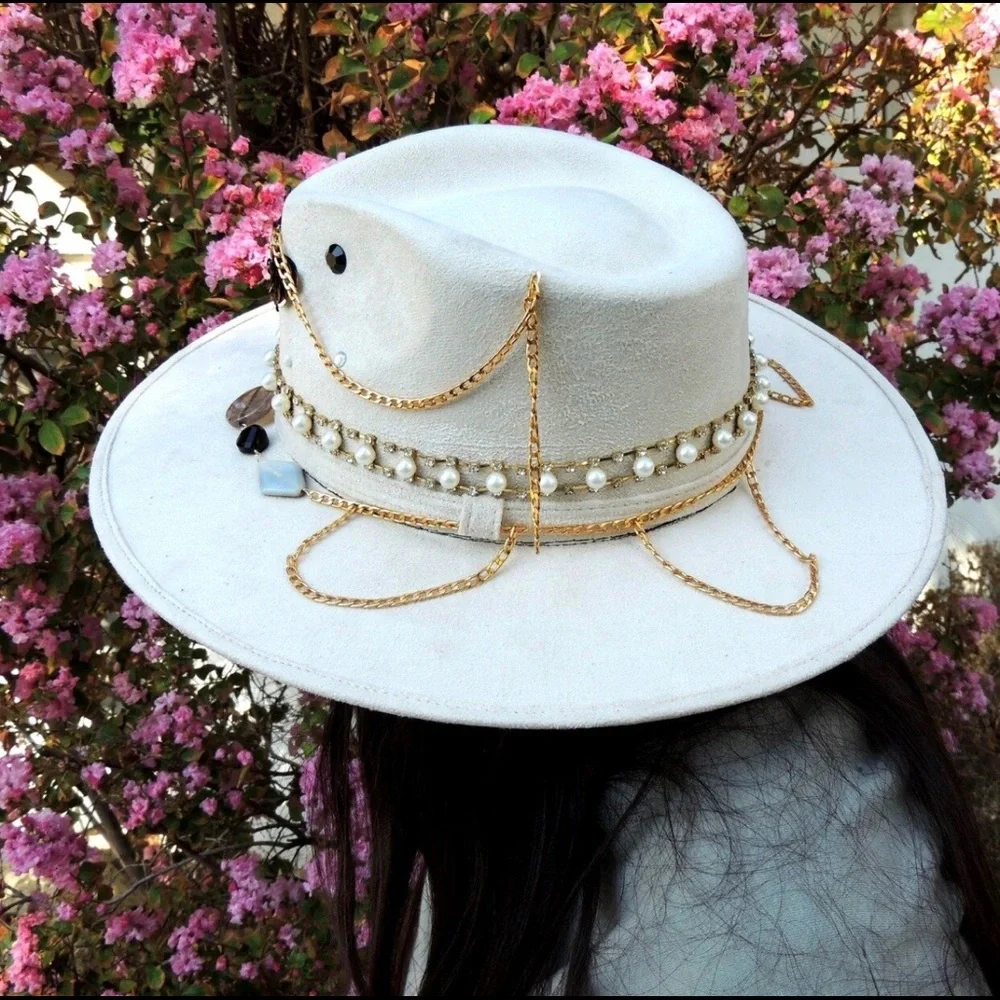 Handmade wide brim hat made in Mexico hand painted - Picture 4 of 15